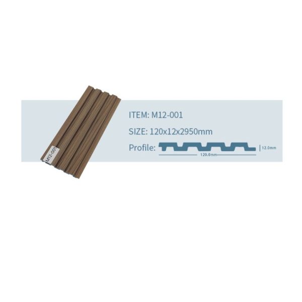 ⁦סרגל פולימרי לחיפוי פנים דמוי עץ בהיר 
דגם M12-001 | גודל 2950*120 מ"מ⁩ – תמונה ⁦2⁩
